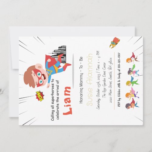 Superhero Boy Baby Shower Invitation