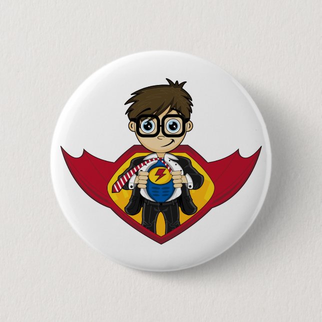 Superhero Boy Badge Pinback Button (Front)