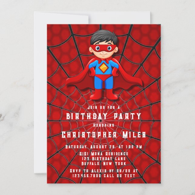 SuperHero Boy Birthday Party  Invitation (Front)