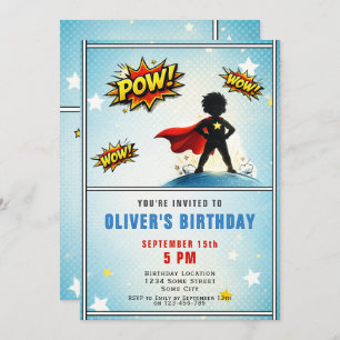 Superhero Boy Birthday Party Invitation