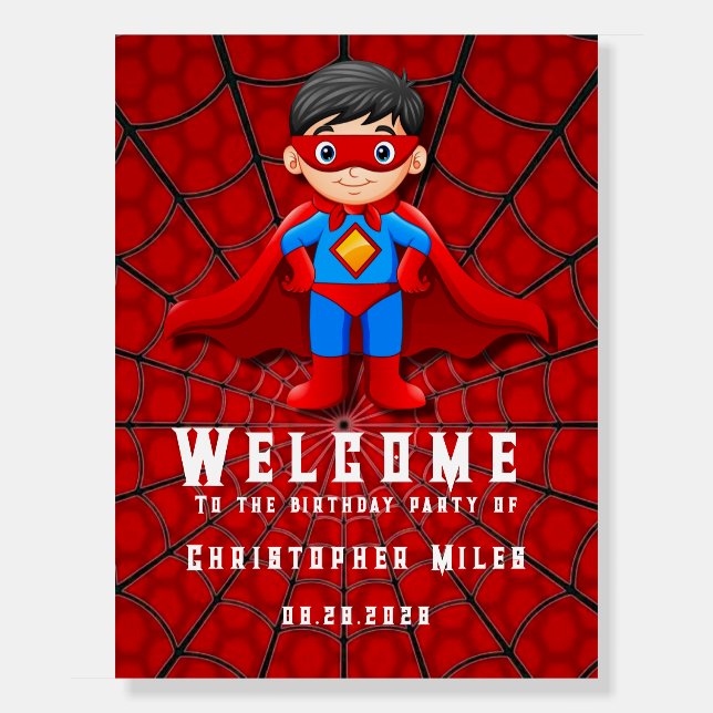 SuperHero Boy Birthday Party Welcome Sign (Front)