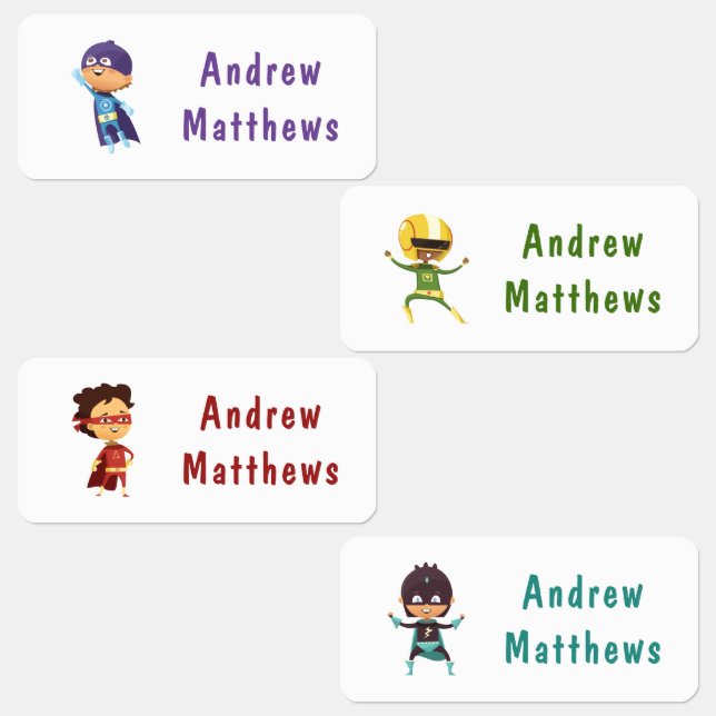 Superhero Boy Custom Personalized Name Clothing Labels (Group)