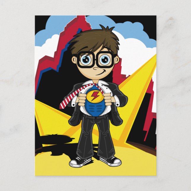 Superhero Boy in City Card (Front)
