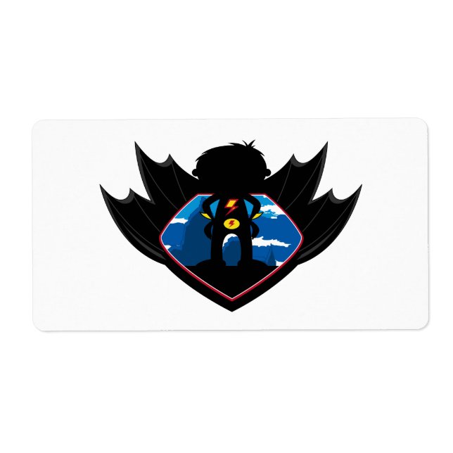 Superhero Boy in Winged Shield Label (Front)