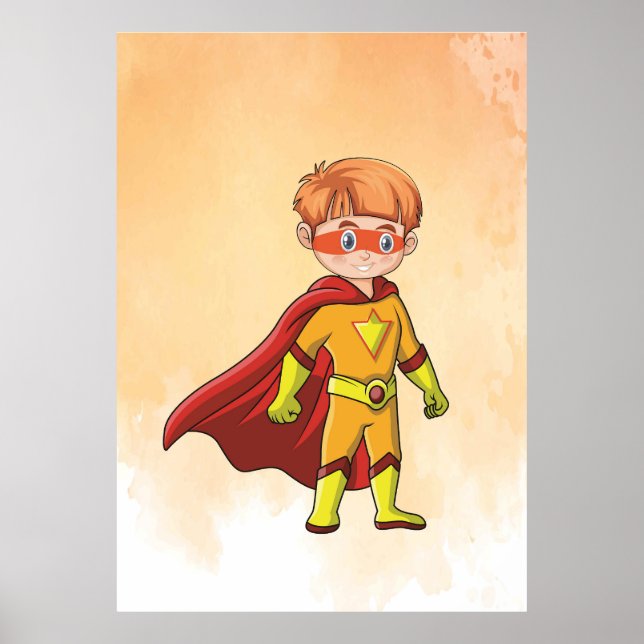 Superhero Boy Red Cape ! Courageous Kids Wall Art  (Front)