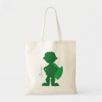 Superhero Boy Silhouette Personalized Green Tote Bag