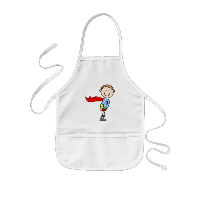 Superhero Boy Stick Figure Kids' Apron (Front)