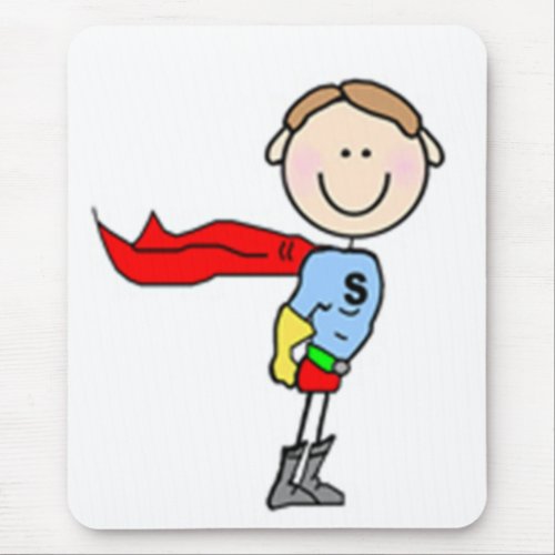 Superhero Boy Stick Figure Mouse Pad