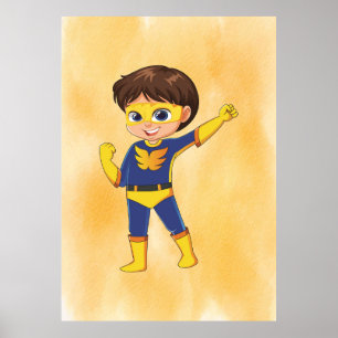 Superhero Boy Yellow Suit ! Fun Kids Printable Art Poster