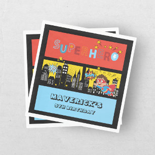 Superhero Boys 5th Birthday Party Napkins