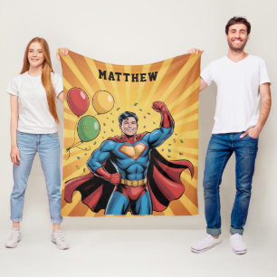 Superhero Boys Birthday Party Gift Fleece Blanket