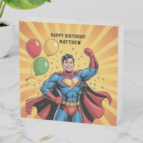 Superhero Boys Birthday Party Wood Box Sign