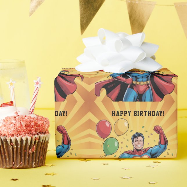 Superhero Boys Birthday Party Wrapping Paper (Birthday Party)