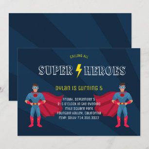 Superhero Boys Comic Book Birthday Party  Invitation