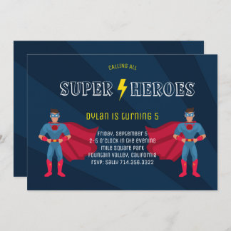 Superhero Boys Comic Book Birthday Party Invitation
