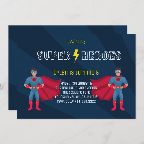 Superhero Boys Comic Book Birthday Party  Invitation