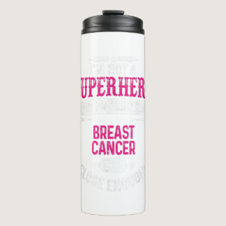 Superhero Breast Cancer Awareness Supporter Ribbon Thermal Tumbler