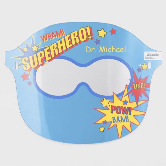 Superhero | Bright Comic Book Style Face Shield (Front Flat)