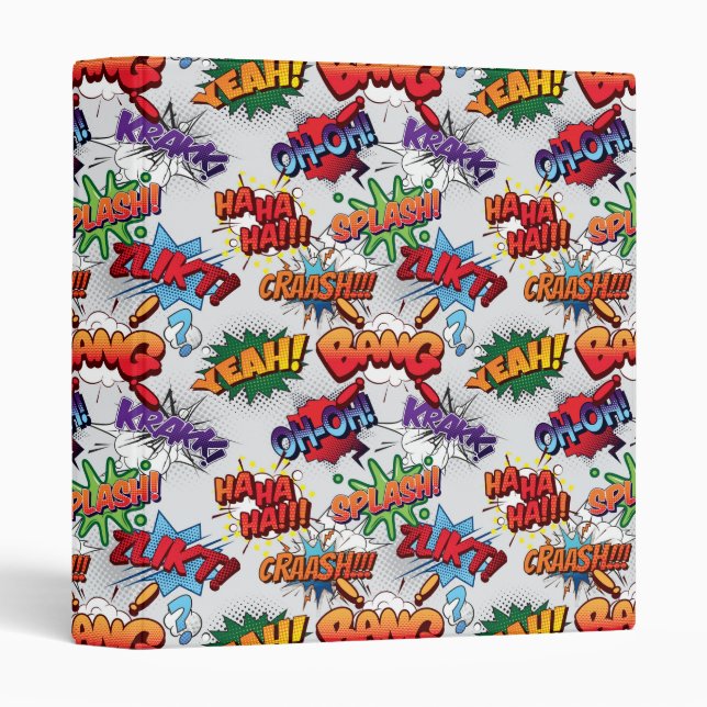 Superhero Bubble Pattern 3 Ring Binder (Front/Spine)