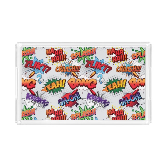Superhero Bubble Pattern Acrylic Tray (Front)