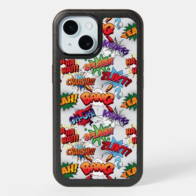 Superhero Bubble Pattern iPhone 15 Case (Back)