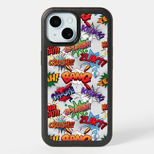 Superhero Bubble Pattern iPhone 15 Case (Back)