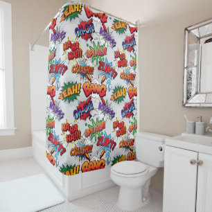 Superhero Bubble Pattern Shower Curtain