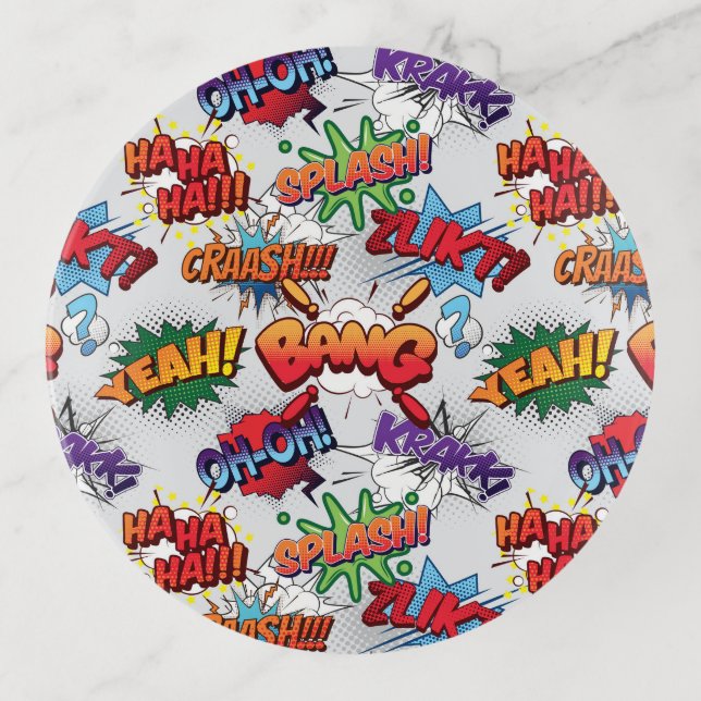 Superhero Bubble Pattern Trinket Tray (Front)