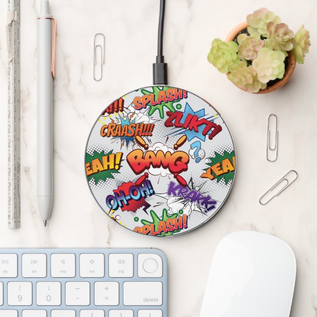 Superhero Bubble Pattern Wireless Charger (Desk)