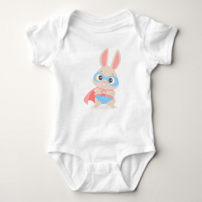 Superhero Bunny Rabbit Baby Sleeper Bodysuit (Front)