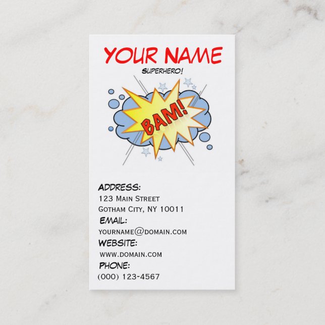 Superhero Business Card 3 (Back)