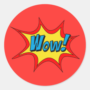 Superhero Callout Wow Teacher Reward Classic Round Sticker