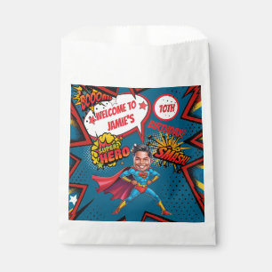 Superhero Caricature Action-Packed Boys Birthday Favor Bag