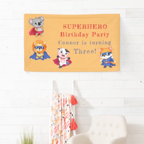 Superhero Cartoon Characters Boy Birthday Party Banner