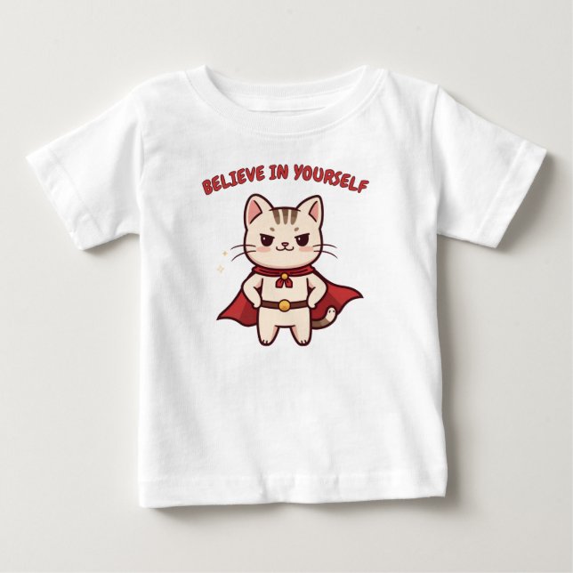 Superhero Cat Believe in Yourself  Baby T-Shirt (Front)