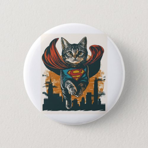 Superhero Cat Heroics Button