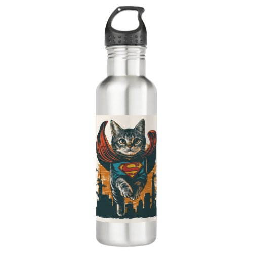 Superhero Cat Heroics Stainless Steel Water Bottle