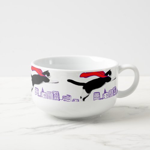 Superhero cat soup mug