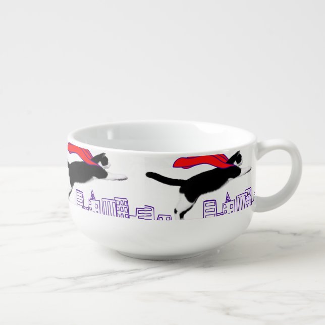 Superhero cat soup mug (Left)