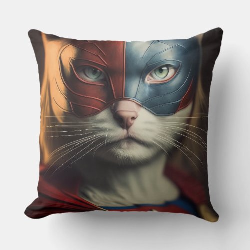 Superhero Cat Throw Pillow