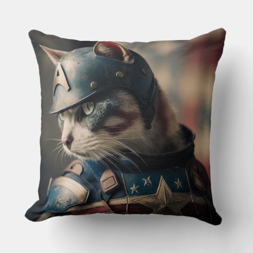 Superhero Cat Throw Pillow