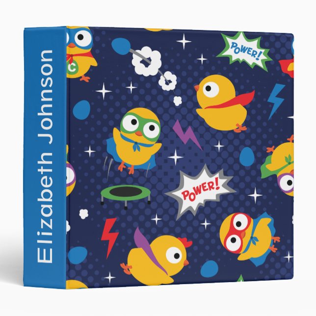 Superhero Chicken 3 Ring Binder (Front/Spine)