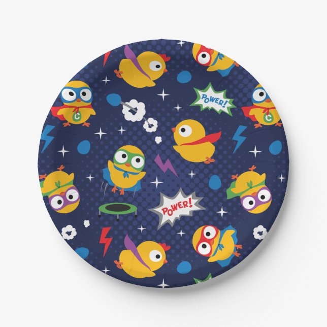 Superhero Chicken Paper Plates (Front)