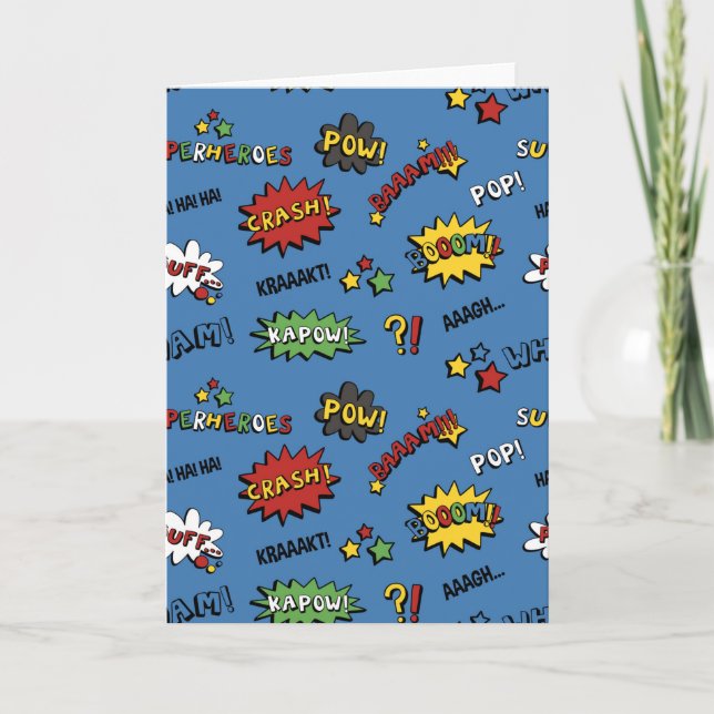 Superhero Colorful Fun Pattern Card (Front)