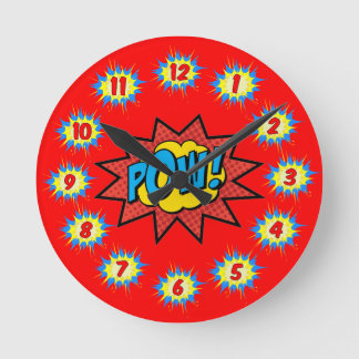 Superhero Colorful Retro Round Clock