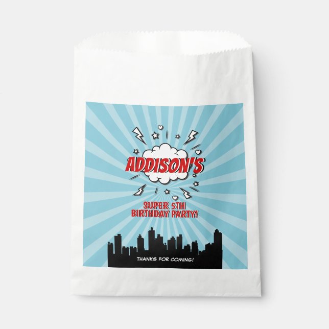 Superhero Comic Birthday Party Favor Bags (Front)