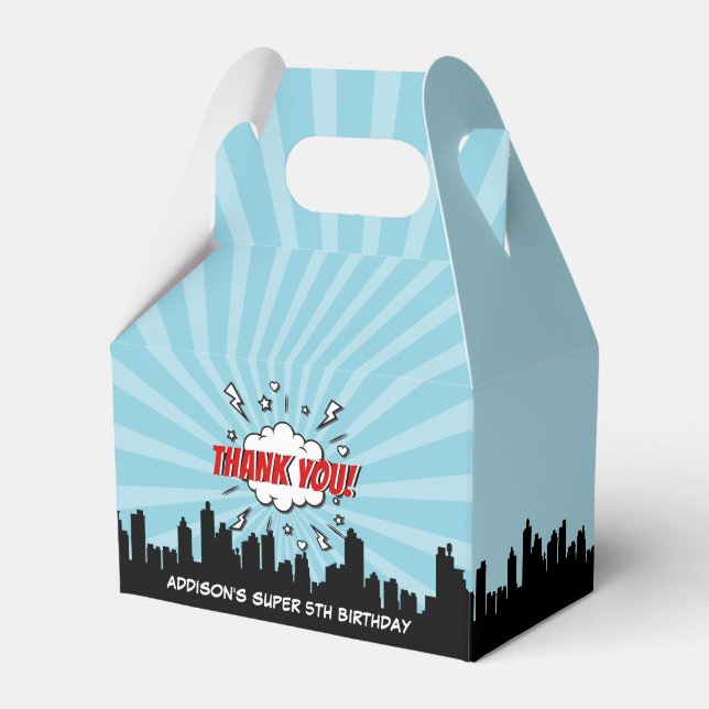 Superhero Comic Birthday Party Favor Boxes (Front Side)