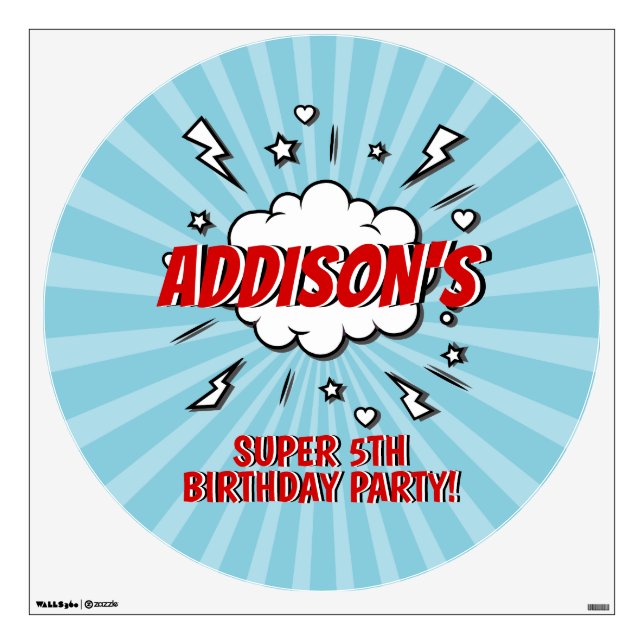Superhero Comic Birthday Party Floor or Wall Decal (Front)