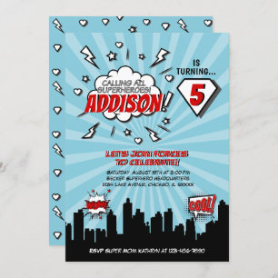Superhero Comic Birthday Party Invitation