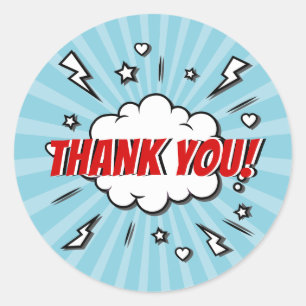 Superhero Comic Birthday Party Thank You Sticker